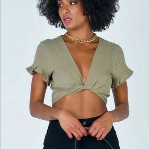 Princess Polly green wrap top